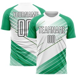 Uniform Sublimation Jersey Kelly Soccer Green Custom White-Black