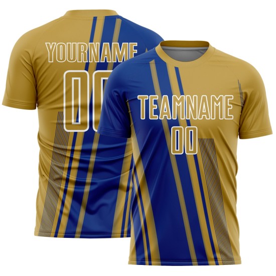 Gold Royal-White Uniform Sports Jersey Custom Soccer Lines Sublimation Old Gold Royal-White Uniform Sports Jersey Custom Soccer Lines Sublimation Old
