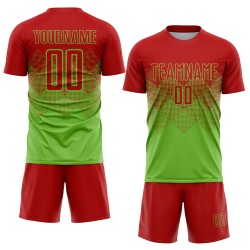 Soccer Custom Sublimation Neon Jersey Uniform Red Green