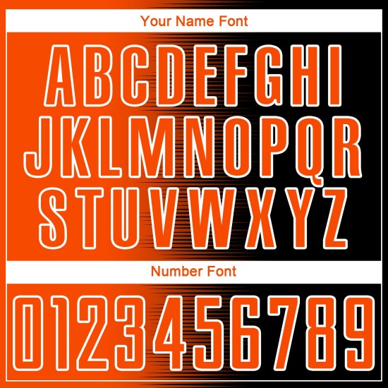 Soccer Gradient Custom Jersey Orange-White Sublimation Line Uniform Black Soccer Gradient Custom Jersey Orange-White Sublimation Line Uniform Black