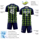 Sublimation White-Neon Custom Soccer Uniform Navy Zigzag Jersey Shape Green Sublimation White-Neon Custom Soccer Uniform Navy Zigzag Jersey Shape Green