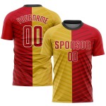 Soccer Custom Red-White Uniform Jersey Gold Sublimation Soccer Custom Red-White Uniform Jersey Gold Sublimation