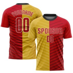Soccer Custom Red-White Uniform Jersey Gold Sublimation