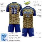 Custom Geometric Jersey Soccer Arrow Royal Yellow-White Uniform Sublimation Custom Geometric Jersey Soccer Arrow Royal Yellow-White Uniform Sublimation