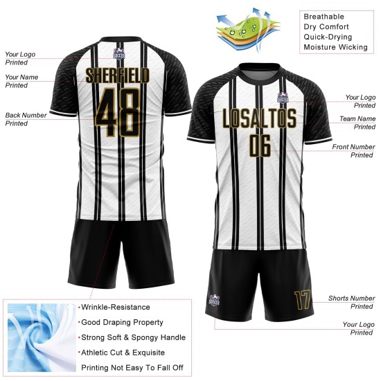White-Old Uniform Line Jersey Gold Soccer Sublimation Black Custom White-Old Uniform Line Jersey Gold Soccer Sublimation Black Custom