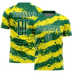 Green Soccer Splash Kelly Yellow-White Sublimation Jersey Light Custom Uniform