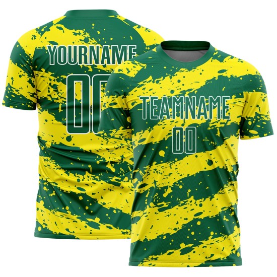 Green Soccer Splash Kelly Yellow-White Sublimation Jersey Light Custom Uniform