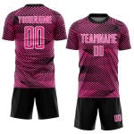Custom Pink Uniform Soccer Sublimation Jersey Black-White Line
