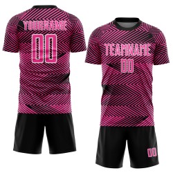 Custom Pink Uniform Soccer Sublimation Jersey Black-White Line Custom Pink Uniform Soccer Sublimation Jersey Black-White Line