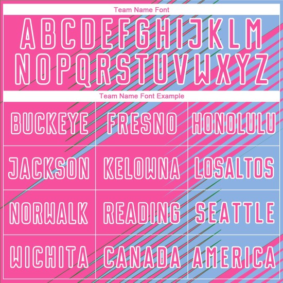 Soccer Uniform Sublimation Light Blue Custom Line Pink-White Jersey Soccer Uniform Sublimation Light Blue Custom Line Pink-White Jersey