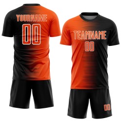 Soccer Gradient Custom Jersey Orange-White Sublimation Line Uniform Black